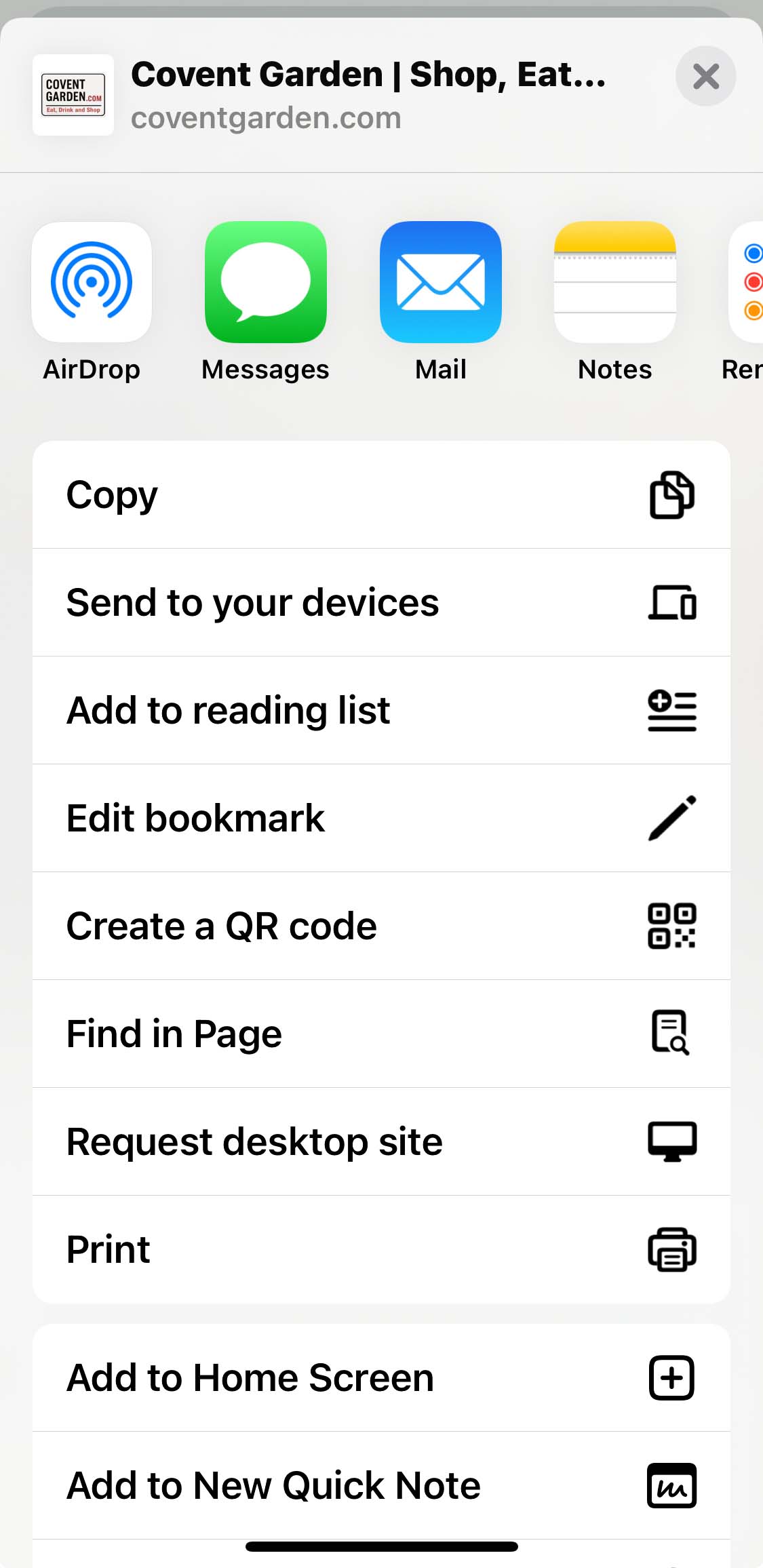 How to install CoventGarden.com on iPhone
