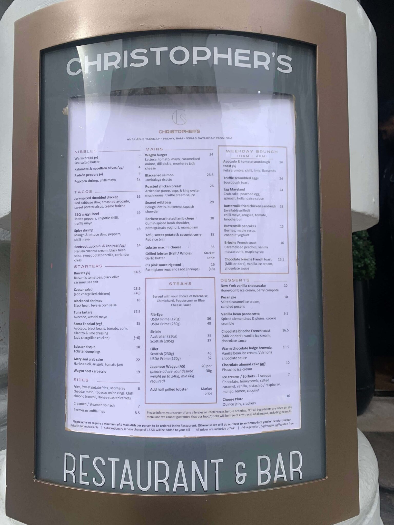 Christophers Menu Covent Garden London   Christophers Menu 1536x2048 